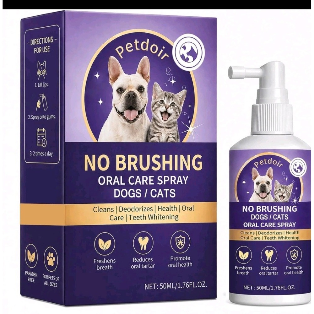 Petdoir No Brushing Oral Care Spray for Dogs and Cats Fresh Breath Pet Spray NIB
